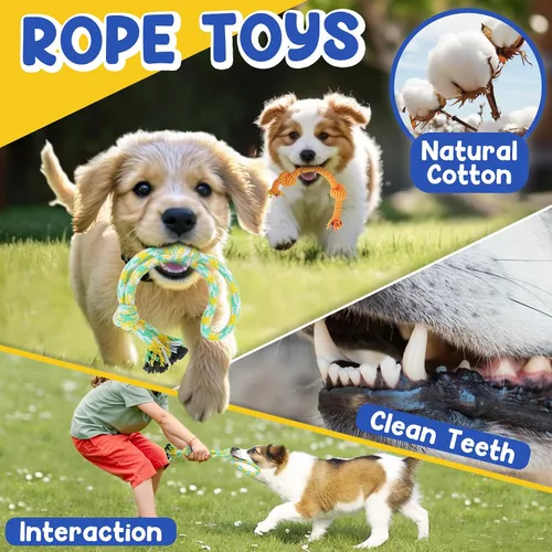 Vista 4 de Juguetes para cachorros para dentición, paquete de 9 juguetes masticables para perros pequeños
