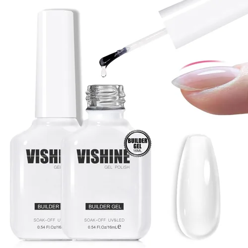 Vista 11 de Vishine 2 unidades de gel floreciente de 0.5 fl oz, esmalte de uñas transparente floreciente, efectos de propagación, gel UV, piedra natural
