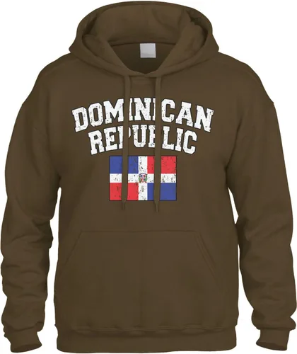 Vista 7 de Cybertela Sudadera con capucha con capucha y bandera de la República Dominicana desteñida Negro