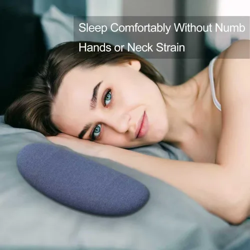 Vista 8 de Mini almohada de espuma viscoelástica para mejillas y cuello para comodidad del sueño, color azul Compact ergonomic memory foam pillow supports