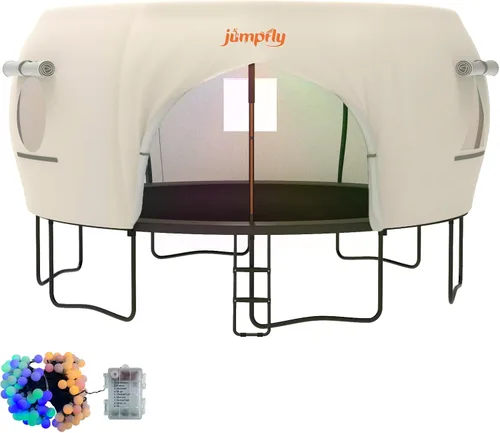 Vista 14 de jumpfly Tienda de campaña de trampolín de 14 pies para niños (solo tienda), apta para 6 postes rectos, cubierta de sombra de tranvía con luz LED