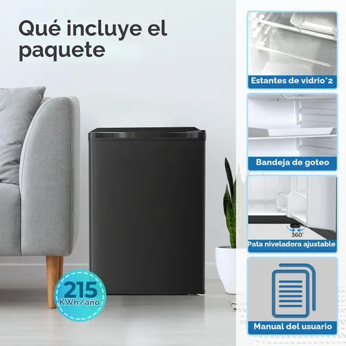 Vista 6 de Electactic Refrigerador compacto de 2.56 pies cúbicos con puerta individual reversible, NEGRO