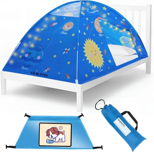 Vista 15 de Tienda de campaña de cama individual con diseño de animales para niños - Tiendas de ensueño mágicas para niños, toldo emergente para cama de niña