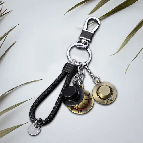 Vista 3 de Llavero de anime, sombrero de paja, llavero de piratas Luffy con sombrero de paja para mujeres y niñas, bolso de coche, A, S