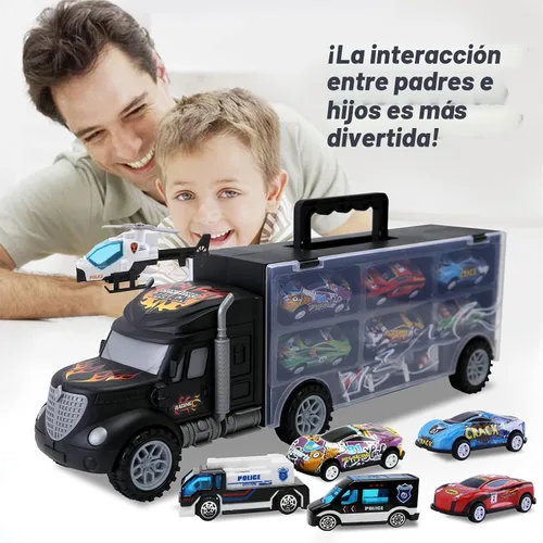 Vista 7 de Juguetes para niños de 3 a 4 años, juego de transporte de camiones grandes con 12 vehículos fundidos a presión, camiones, juguetes, autos, regalos
