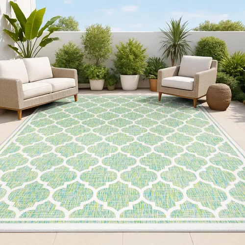 Vista 11 de JONATHAN Y Tapete marroquí con diseño enrejado para interiores y exteriores, 2 x 8 pies, marrón/beige, tejido texturizado de trébol para patio