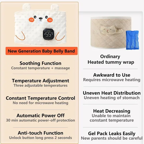 Vista 5 de Alivio de cólicos y gases para bebés de nueva generación, envoltura térmica y vibratoria para bebés, ligera vibración y suave alivio del calor