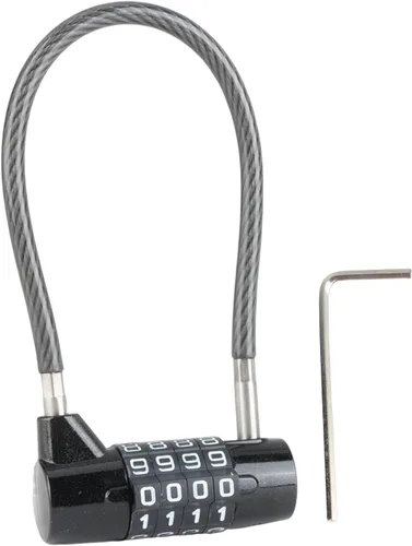 Vista 7 de Cerraduras de cable de 4 dígitos con combinación, bloqueo de cable de acero con código reajustable para muebles de patio, recortadoras de malezas