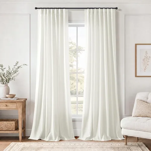Vista 20 de Jowels Natural Linen Curtains 96 Inches Long 2 Panels for Living Room