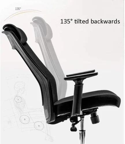 Vista 4 de Silla de oficina ergonómica con soporte lumbar, reposabrazos ajustables, altura ajustable, color negro