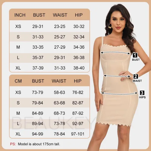 Vista 5 de BEAUKEY Vestido de vendaje sin mangas para mujer, vestido ajustado para fiesta, cóctel