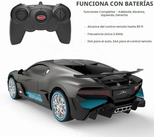 Vista 6 de RASTAR Bugatti - Auto a control remoto Bugatti Divo 1:24, auto de juguete Bugatti para niños y adultos