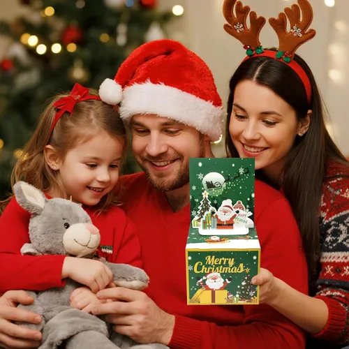 Vista 5 de Caja de dinero para regalo en efectivo con mecanismo de tirar, caja de regalo de dinero de Feliz Navidad, caja de regalo sorpresa con mecanismo