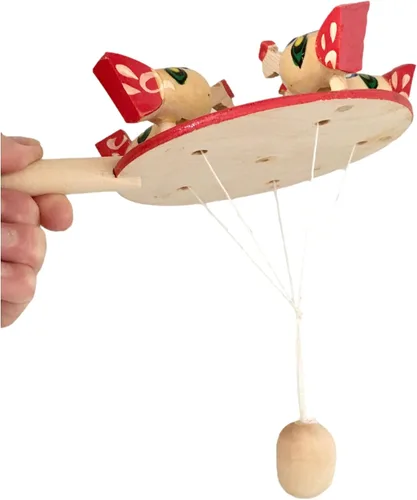 Vista 3 de Juego de novedad rusa Paddle Pecking de pollo pintado a mano hecho a mano