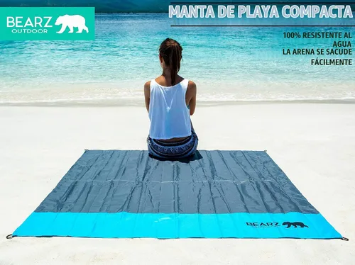 Vista 2 de Manta de bolsillo – Manta de playa impermeable a prueba de arena, manta de picnic impermeable, plegable, ligera y compacta para senderismo, camping