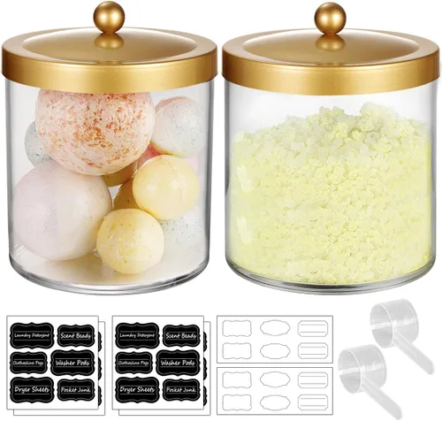 Vista 8 de SheeChung Tarro de Boticario Premium - Recipiente Contenedor Grande de Plástico Transparente de 50 Oz. con Tapa de Acero Inoxidable a Prueba