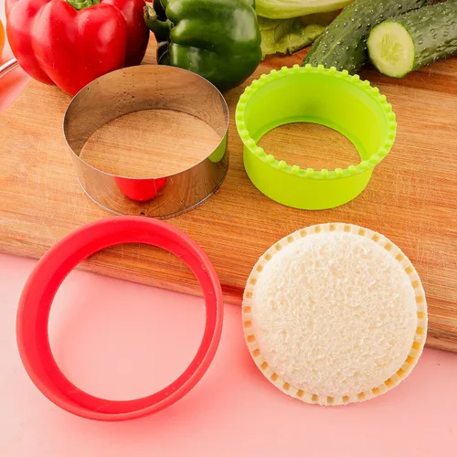 Vista 8 de Cortador de sándwiches y sellador para niños, 4 piezas, desoxidante de pan grande, sándwiches para hacer galletas de frutas y verduras, cortador