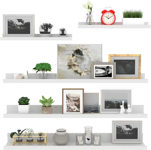 Vista 8 de Giftgarden Juego de 5 estantes flotantes de 24 pulgadas montados en la pared, estantes de pared de madera negra para baño, dormitorio, cocina, sala
