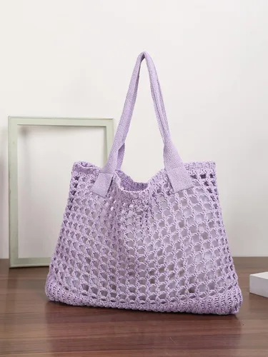 Vista 3 de ENBEI Bolsos grandes de playa para mujer, bolsos de hombro, bolso de punto, bolso de mano estético para playa de ganchillo, lindo bolso de mano