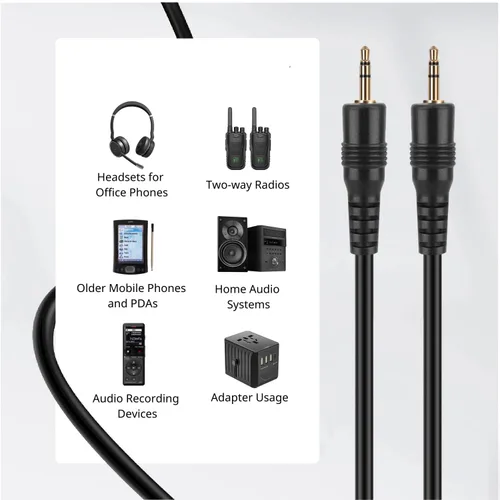 Vista 5 de TNP - Cable de audio de 0.1 in a 0.1 in, cable estéreo TRS macho a macho, 3