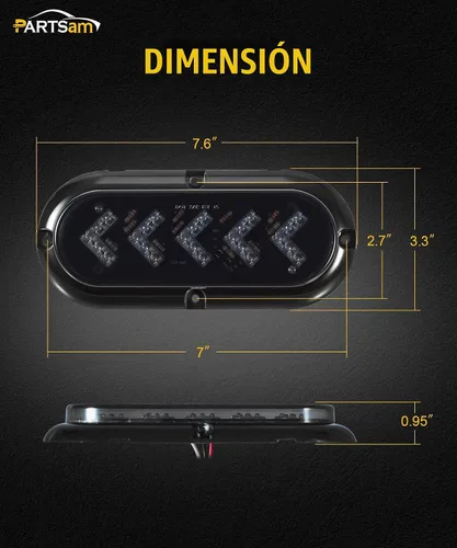 Vista 5 de Partsam 2 luces de señal de giro ovaladas de 6 pulgadas, para camión, remolque, color ámbar, 25 LED, montaje en superficie, lente ahumada