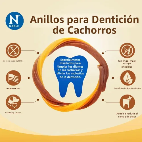 Vista 3 de N-Bone Anillo de dentición para cachorros de 3 anillos, sabor a pollo
