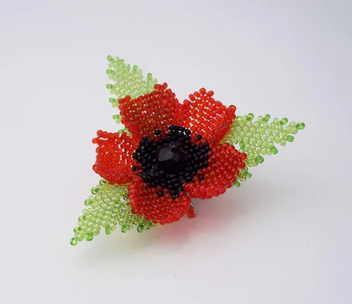 Vista 6 de Handmade Hair jewelry poppy flower clip bridal accessories hair piece wedding head jewelry