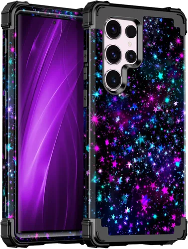 Vista 24 de Miqala Funda para Galaxy S23 FE 5G, brilla en la oscuridad, tres capas, resistente, a prueba de golpes, protección de cuerpo completo, parachoques