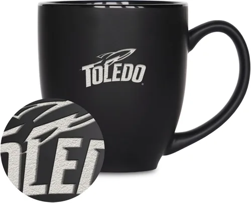 Vista 194 de Rico Industries - Taza de cerámica mate negra con grabado láser estándar de 15oz para NCAA (escuelas T & U) - Para bebidas calientes o frías