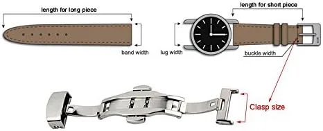 Vista 3 de RECHERE malla de reloj de pulsera de acero inoxidable con botón mariposa y hebilla desplegable