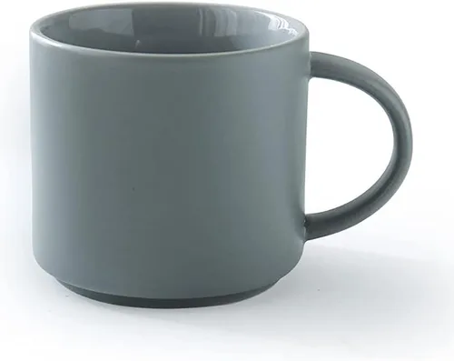 Vista 8 de ZaH Taza de café de cerámica de 14 onzas de color sólido, taza de té para oficina en casa – Lavavajillas con calefacción por microondas (negro)