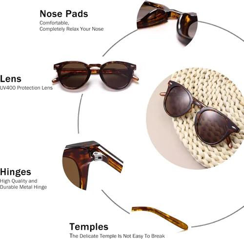 Vista 3 de Dollger Polarized Round Sunglasses for Women Classic Retro Design Womens Trendy Style UV Protection Lens