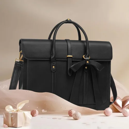 Vista 3 de MOSISO Bolsa para computadora portátil para mujer, de piel sintética, mochila convertible, bolsa de viaje para computadora con lazo