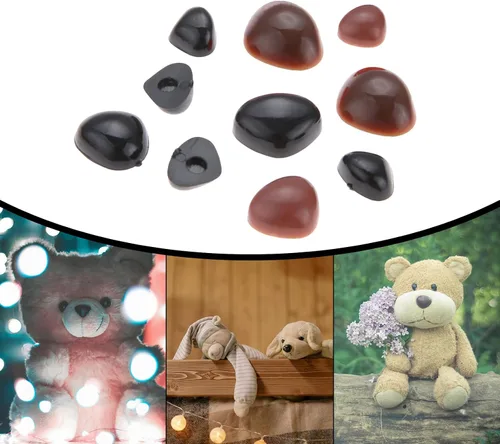 Vista 6 de Yetaha 150 piezas de nariz de juguete de plástico, 5 tamaños de nariz triangular para animales de peluche, osos, perros, títeres de bricolaje, Negro