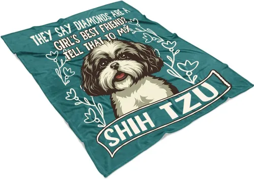 Vista 2 de Manta de forro polar suave con texto en inglés "I Love Dog", manta My Shih Tzu para cama y sofá (manta de forro polar grande (80 x 60 pulgadas)