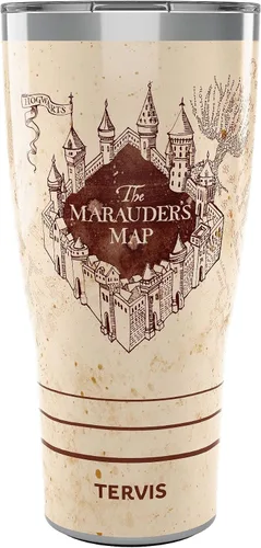 Vista 19 de Vaso térmico Tervis. Vaso de «El Mapa del Merodeador» de Harry Potter, vaso térmico con tapa marrón, 16 onza, Transparente