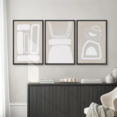 Vista 632 de SIGNWIN Lienzo enmarcado para pared, juego de arte neutro de bosque brumoso, ilustraciones en tono tierra, arte moderno, decorativo, bohemio