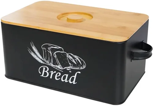 Vista 10 de SOTECH Caja de Pan con 3 Frascos Café Azúcar Té para Encimera de Cocina Caja de Pan de Metal Blanco con Tapa de Tablero de Bambú Conjunto