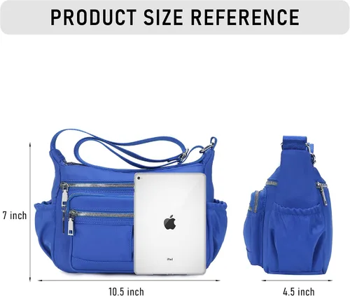 Vista 4 de Chinllo Bolso cruzado de nailon para mujer, con múltiples bolsillos, espacioso, bolso de hombro con correa
