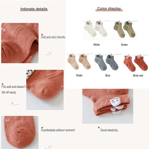 Vista 3 de Baby Socks 5-Pack Fit Flex Zones Cotton Stretch Socks Breathable Socks - Unisex Girls Boys