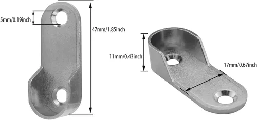 Vista 2 de JianLing 10pcs 0.669x1.850 in Aleación de zinc Oval Armario Rod End Soportes con tornillos Fit 0.630x1.181 in Oval Rod Armario Soporte Metal Rod