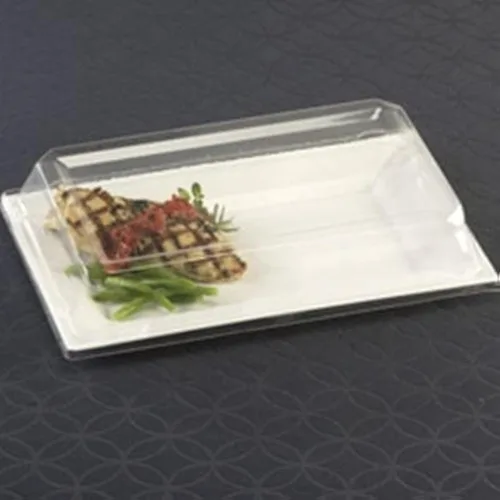 Vista 5 de Zappy 10 bandejas rectangulares de 13 x 8.5 pulgadas con tapas, recipientes de plástico con tapas, bandejas rectangulares blancas Blanco