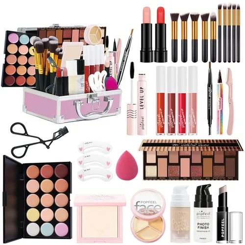 Vista 16 de Kit de maquillaje todo en uno rosa intenso para mujeres, kit completo, regalo de maquillaje para el día de la madre, para mujeres y niñas, paquete