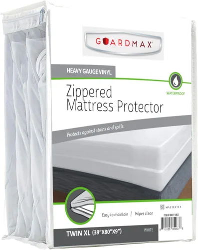 Vista 12 de Guardmax Funda de colchón de vinilo resistente con cremallera tamaño individual, protector de colchón impermeable y transpirable, ropa de cama