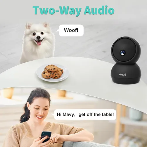 Vista 5 de Cámara de seguridad, cámara de seguridad interior HD 2K, cámara panorámica/inclinable de 360 grados para mascotas, WiFi 2.4G y 5G, detección