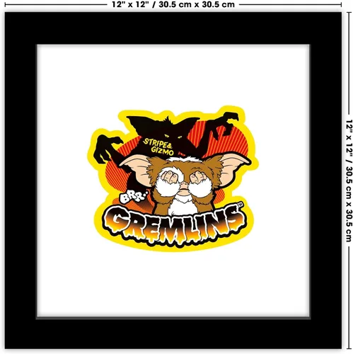 Vista 6 de Trends International Gallery Pops Gremlins - Arte de pared de rayas y Gizmo, versión enmarcada negra, 12 x 12 pulgadas