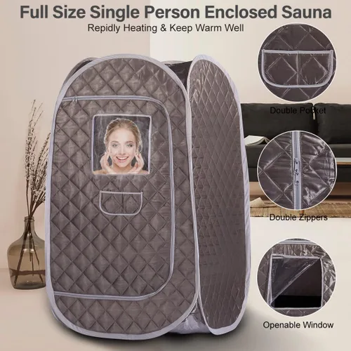 Vista 2 de Smartmak Tienda de Sauna de Vapor Portátil, Sala de Spa Plegable de Cuerpo Completo para Una Persona para Terapia de Desintoxicación Sin Vaporizador