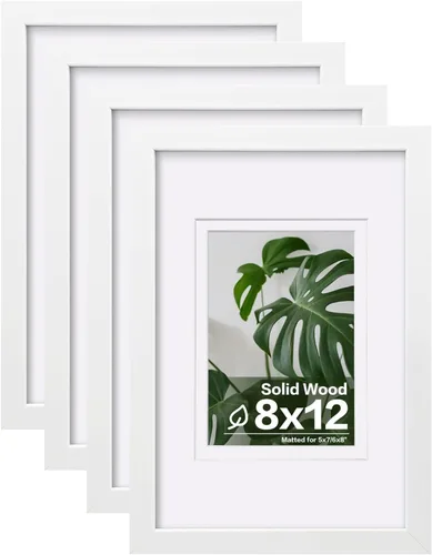 Vista 133 de Egofine - Juego de 4 portarretratos A4 de madera maciza y cubierta de plexiglás de 4 x 6/6 x 8 pulgadas con paspartú o A4 sin paspartú, para mesa