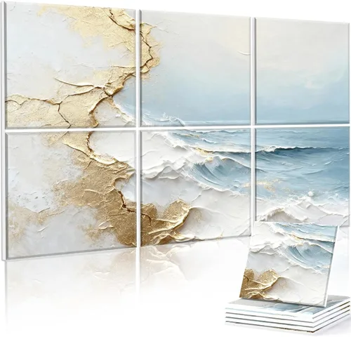 Vista 11 de JBER Paquete de 6 paneles acústicos artísticos, paneles de pared insonorizados de 47.2 x 27 pulgadas, paneles de pared autoadhesivos grandes