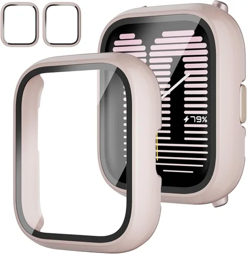 Vista 9 de Rc-Z Paquete de 2 fundas protectoras de pantalla para reloj inteligente Amazfit Active 2, parachoques de policarbonato duro, película de vidrio
